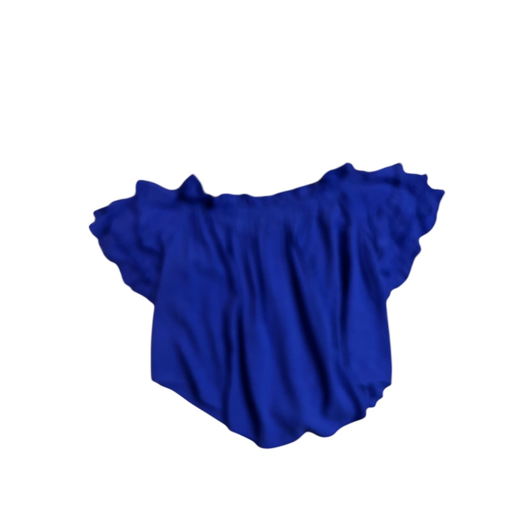 Umgee Royal Blue Linen Blend Ruffle Flutter Sleeve Boho Peasant Top Medium C2284 - Picture 9 of 9